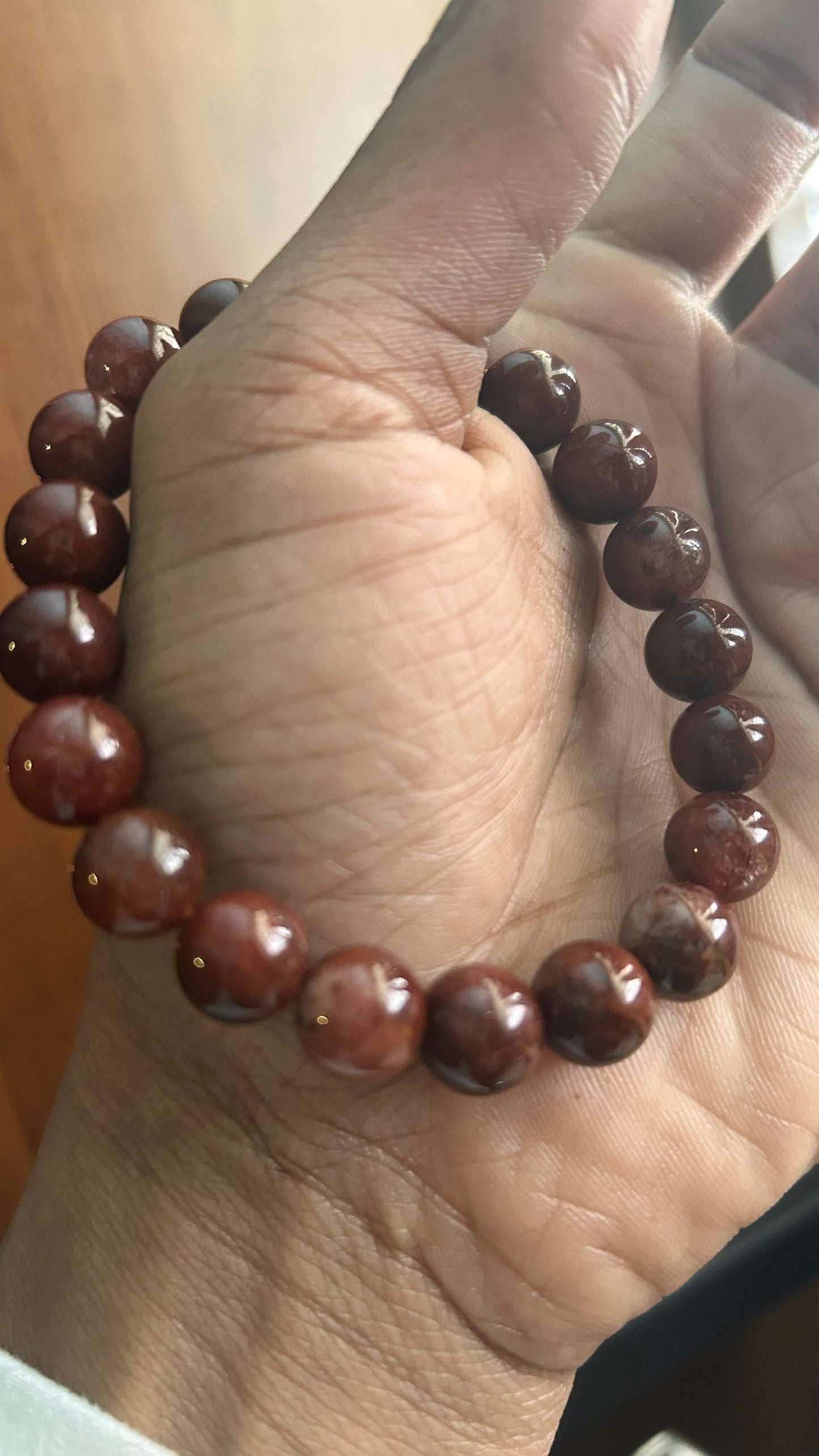 RED RUTILATED QUARTZ (Red “Bunny Hair” Quartz) Bracelet: