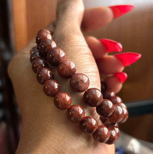 RED RUTILATED QUARTZ (Red “Bunny Hair” Quartz) Bracelet: