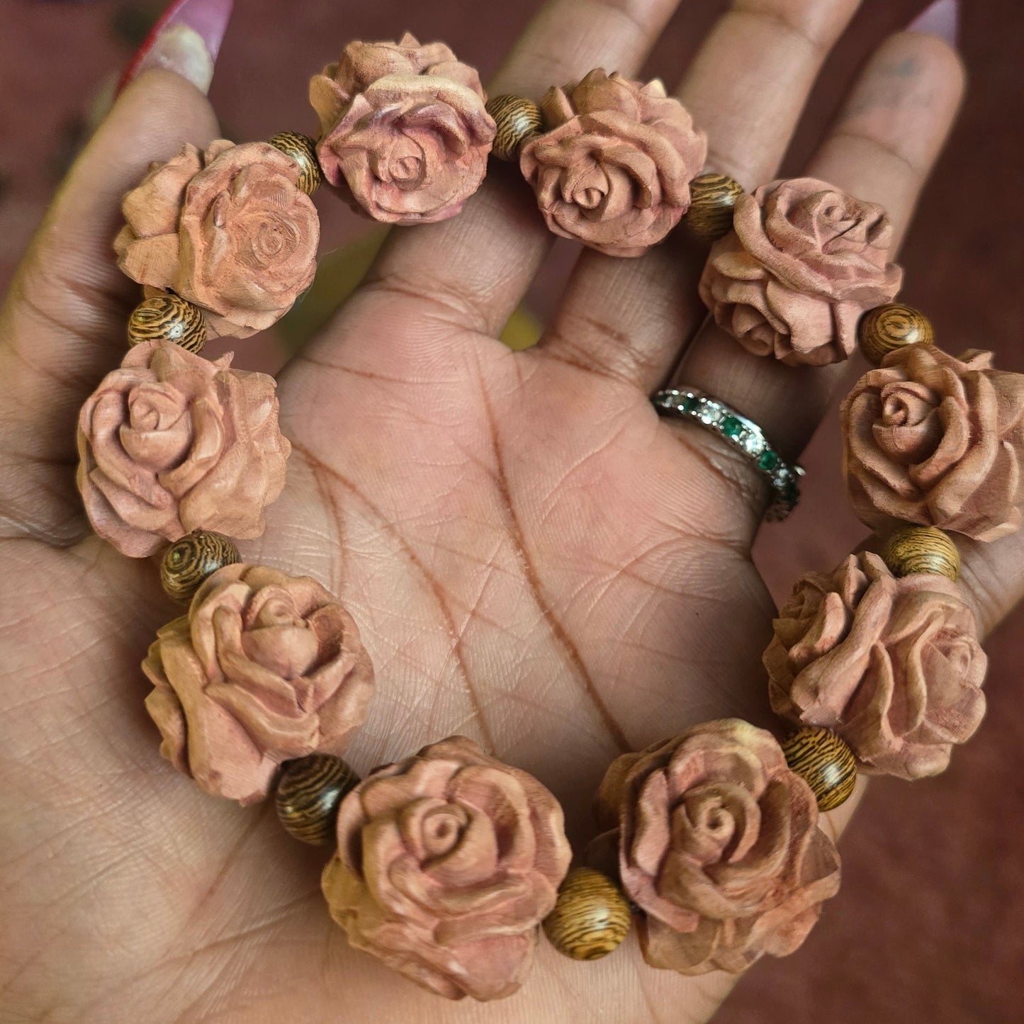 BLOOD CYPRESS WOOD ROSE BRACELET
