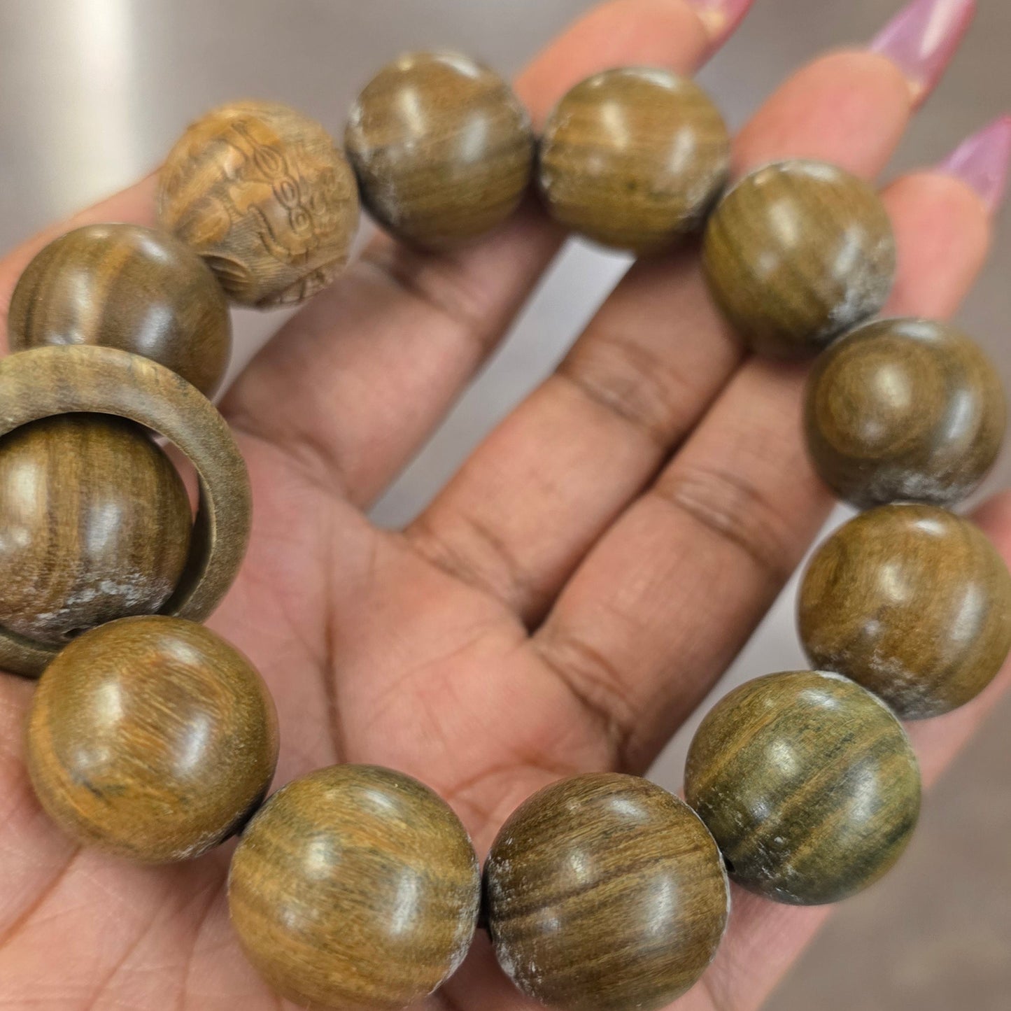 GREEN SANDALWOOD BEADS